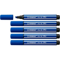 Lot de 5 feutres pointe biseautée - STABILO - Pen 68 MAX - Bleu moyen