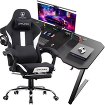 Ensemble chaise gaming et bureau GTPLAYER - Tissu - Noir - 55 x 55 x 136 cm