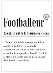 Affiche Définition Footballeur | A3 : 29,7x42cm