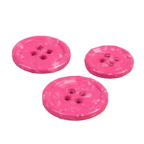 Lot de 3 boutons rond 4 trous bouteilles recyclées rose rose fuchsia