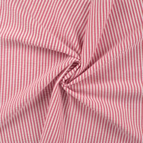 Tissu Popeline de Coton Seersucker Rayé Rouge