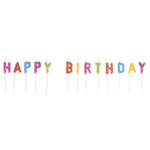 Sticks pour bougie "HAPPY BIRTHDAY", Colore, 1,5x7,7cm, 13 lettres, Boite