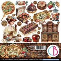 24 papiers de die cuts scrapbooking carterie 15 x 15 cm Ciao Bella CHOCOLAT WANDERLUST