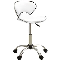Chaise fauteuil siège de bureau informatique étude similicuir blanc 02_0023986