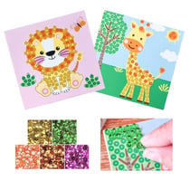 MégaCréa DIY - Kit tableaux sequins lion et girafe 15 cm