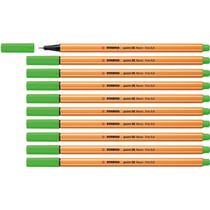 Lot de 10 stylos-feutres pointe fine 0,4 mm - STABILO - Vert pomme - POINT 88