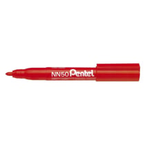 Lot de 12 marqueurs permanents - PENTEL - Pointe ogive 1,3 mm - Rouge - GREEN-LABEL NN50