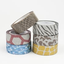 Masking Tape pailleté 1,5 cm 6 pièces Animaux