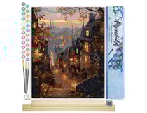 Peinture par Numéro Figured'Art - Rue d'Automne et vieille Ville - Kit de Loisir Créatif DIY Numéro d'Art Complet - 40x50cm toile roulée + châssis en bois à monter