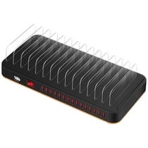 Avizar Station de Charge 100W 15 ports USB 3.5A Support et Ventilateur Noir