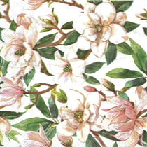 Lot de 4 serviettes en papier découpage collage 33 cm FLEUR MAGNOLIA FA 118 XL