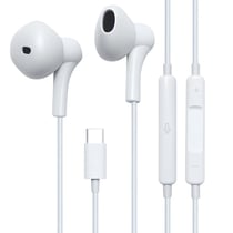 Jaym Écouteurs Filaires USB-C avec Micro et Télécommande 3 Boutons Blanc