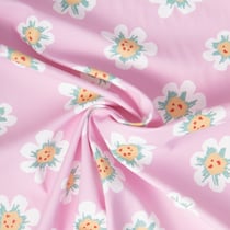 Tissu Imperméable imprimé Mafleur fleuris sur fond Rose bébé