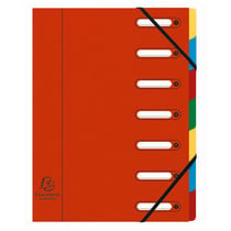 Trieur HARMONIKA® à fenêtres avec élastiques Véritable carte lustrée 7 compartiments - Rouge - x 8 - Exacompta