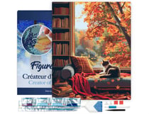 Diamond Painting Broderie Diamant Figured’Art 40x50cm toile tendue sur châssis en bois - diamants carrés - Vue du Chat en Automne