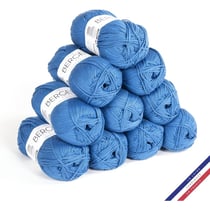 10 pelotes de laine - Royal - 100% coton bio - 3mm - Tricot et crochet - Bergère de France