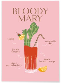 Affiche Cocktail Bloody Mary 2 | A3 : 29,7x42cm