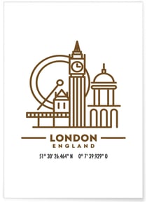 Poster Coordonnées Londres | A3 : 29,7x42cm