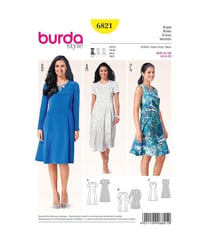 Patron Burda 6821 Robe du 34 au 46 taille n°FR 34-46