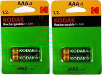 KODAK - Piles rechargeables - Ni-MH - AAA / LR03 - 650 mAh - pack de 2