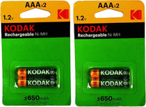 KODAK - Piles rechargeables - Ni-MH - AAA / LR03 - 650 mAh - pack de 2