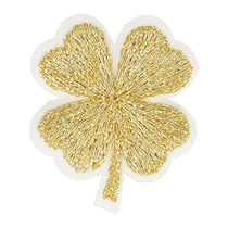 Ecusson thermocollant trèfle lurex or 3cm x 2,5cm