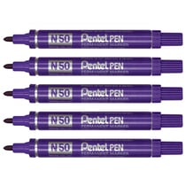 Lot de 5 marqueurs permanents - PENTEL - Pointe conique 4,3 mm - Violet - N50