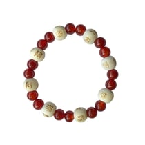Bracelet Cornaline Perles rondes 8 mm et Perles bois 1 cm - Omsaé