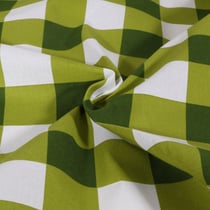 Tissu Coton enduit à carreaux verts sur fond Blanc