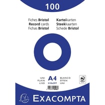 Fiches bristol - A4 - Blanc - Unie - Non perforées - Lot de 100 - Papier épais - Exacompta