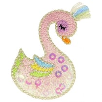 Ecusson thermocollant à sequins cygne multicolore 4,5 cm x 6 cm