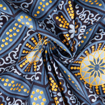 Tissu Coton Wax pailleté Sura Gris et or