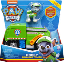 Pat patrouille rocky avec camion poubelle - figurine chien - paw patrol - spin master