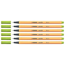 Lot de 6 stylos-feutres pointe fine 0,4 mm - STABILO - Vert pomme - Point 88