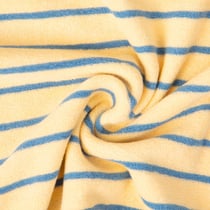 Tissu Jersey Eponge rayures Bleu sur fond Jaune