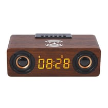 Enceinte Bluetooth Bois Multifonction Recharge Sans Fil Alarme 6W Marron YONIS