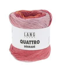 Coton à tricoter et à crocheter QUATTRO DEGRADE - 100GR - Lang Yarns Multicolore 0002 (Fuchsia-Rouge-Rose)