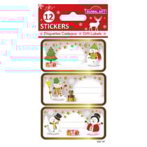 12 étiquettes adhésives de Noël - Bonhommes de neige