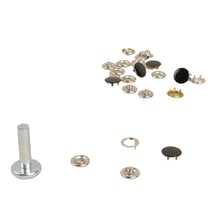 6 boutons pression 11,5mm tissus légers et outil noir