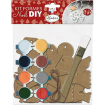Kit créatif - Décorations de noël - Bois - A décorer - 12 formes + peinture + pinceau - Aladine