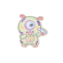 Ecusson monstre rigolo monstre vert 4,5cm x 5cm