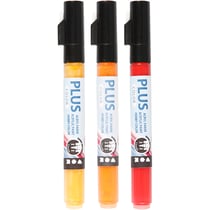 Marqueur Plus Color, L : 14,5 cm, trait 1-2 mm, ass. de couleurs, 5,5 ml, 3pièces/ 1 Pq.