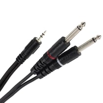 Plugger Câble en Y 2x Jack TS mâle mono 6,35mm vers mini Jack TRS mâle stéréo 3,5mm.