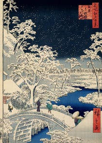 Puzzle 1000 pièces - Utagawa Hiroshige - Drum bridge at Meguro and Sunset Hill, 1857 - Grafika