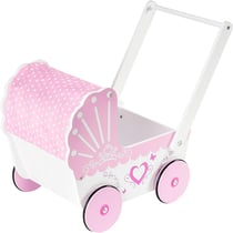 Landau Poussette pour Poupée en Bois pour Enfants - Poussoir 47*26,5*40 cm - Chariot Rose