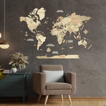 Carte du Monde en Bois 3D CREATIFWOOD Claire, M (100 x 70 cm) - Décoration Murale