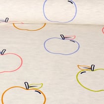Tissu Jersey imprimé pomme Api Néon sur fond Gris