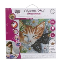 CRYSTAL ART Kit tableau broderie diamant 30x30cm Chats dormeurs