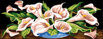 Canevas antique Débordement d'arums 25x60cm