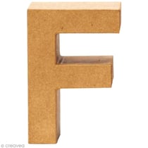 Lettre en carton F qui tient debout  - 17,5 x 11,5 x 5,5 cm